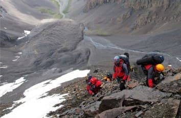 Alpine snow trekking expedition